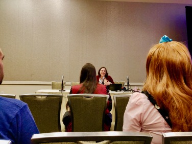 A panelist presenting abusive relationships in shojo manga; she was my favorite panelist at the convention :)